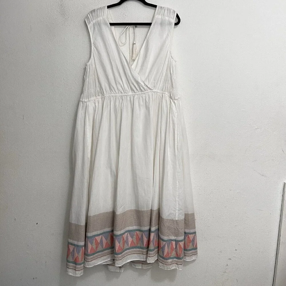 Free People Lulu‎ Bone White Midi Dress Endless Summer Open Back Sleeveless Sz M